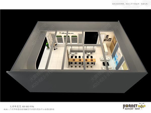 大黄蜂展览设计-众帘展台顶部效果图